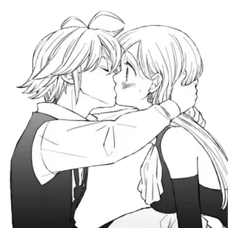 💕 Meliodas and Elizabeth Seven Deadly Sins Anime, Paar, Kuss, Romantik, Manga telegram sticker