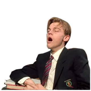 😊 Leonardo DiCaprio actor, adolescente, bostezando, aburrido, escuela, estudiante whatsapp sticker