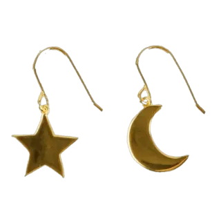 📀 estrella, luna, pendientes, joyería, oro, celestial telegram sticker