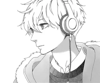 👀 Anime, Manga, Jongen, Koptelefoon, Muziek, Portret whatsapp sticker