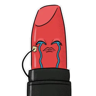 😭 rossetto, piangere, trucco, triste, cartone animato, cosmetici whatsapp sticker