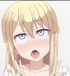 🙄 anime, girl, peace sign, cute, cartoon whatsapp sticker