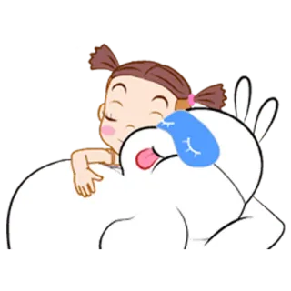💤 Cartoon, Schlafend, Süß, Mädchen, Schlafmaske, Tier, Umarmung telegram sticker