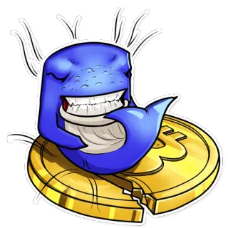 📉 ballena, moneda, finanzas, dibujos animados, bitcoin, criptomoneda whatsapp sticker
