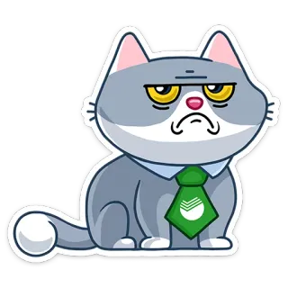 😟 kot, krawat, biznes, biuro, zwierzę, naklejka telegram sticker