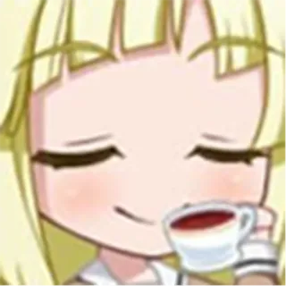 ☕️ アニメ, 漫画, 可愛い, 女の子, お茶, 飲み物, ブロンド whatsapp sticker