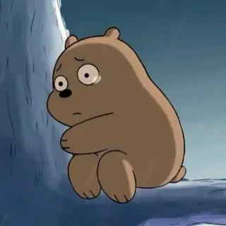 😿 Grizzly Bear We Bare Bears Мультфильм, Медведь, Гризли, Грустный, Милый, Мы обычные медведи whatsapp sticker