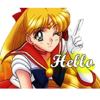 👋 Sailor Venus Sailor Moon Hello Anime, Dessin animé, Mignon, Fille, Sailor Venus, Sailor Moon whatsapp sticker