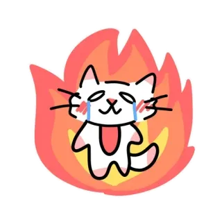 🥲 gatto, fuoco, piangere, cartone animato, sticker, fiamme telegram sticker