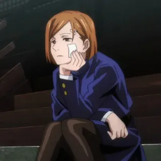 🍸 Nobara Kugisaki Jujutsu Kaisen อนิเมะ, ผู้หญิง, โนบาระ คุกิซากิ, มหาเวทย์ผนึกมาร, เศร้า, ตัวละคร whatsapp sticker