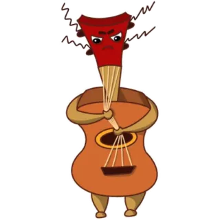 😡 Cartoon, Gitaar, Boos, Muziek, Instrument telegram sticker