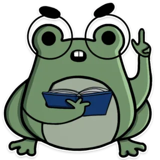 🧠 grenouille, lecture, livre, mignon, dessin animé telegram sticker
