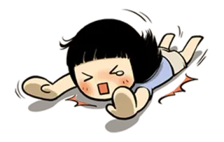 😖 cartoon, girl, falling, accident, oops, pain telegram sticker