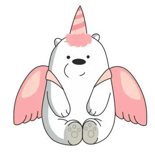 😇 Ice Bear We Bare Bears urso, desenho animado, fofo, rosa, unicórnio, asas telegram sticker