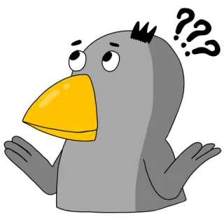 🤷‍♀ ptak, pytanie, zmieszany, kreskówka, niepewność, wątpliwość, wyraz, postać telegram sticker