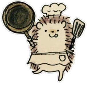 🍽 hedgehog, chef, cooking, apron, cute, animal telegram sticker