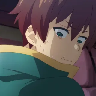 ⚔️ Kazuma Konosuba 动漫, 异世界, 担心, 流汗, 佐藤和真 telegram sticker