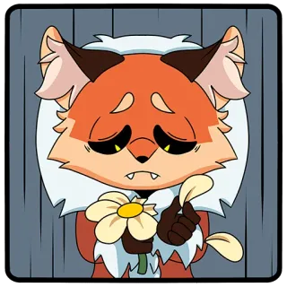 😔 raposa, triste, flor, desenho animado, fofo telegram sticker
