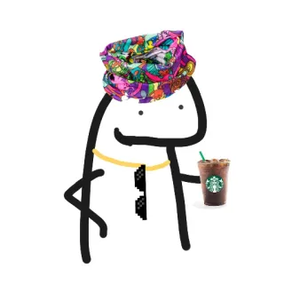 🙂 stick figure, starbucks, coffee, hat, sunglasses, chain whatsapp sticker