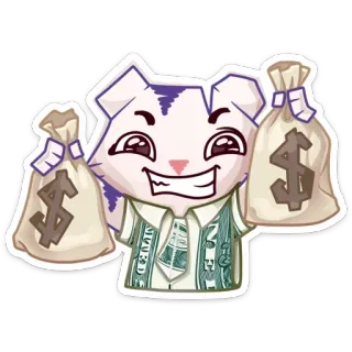 💰 Katze, Geld, Dollar, Reichtum, Erfolg, Cartoon, reich, Finanzen telegram sticker