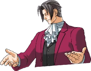 😏 Miles Edgeworth Ace Attorney Anime, Prawnik, Poważny, Garnitur, Adwokat, Sędzia telegram sticker