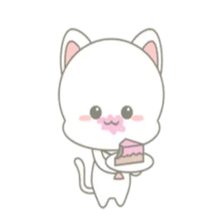 😋 cat, cake, cute, dessert, kawaii, animal telegram sticker