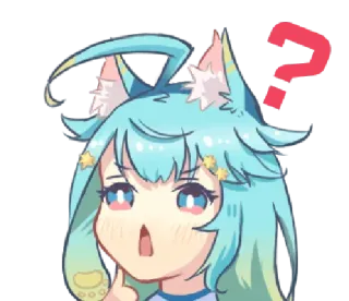 🤔 Anime, Vraag, Katmeisje, Leuk, Verward, Kawaii, Onzeker telegram sticker