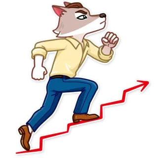 📈 loup, succès, escalade, réussite, dessin animé, entreprise telegram sticker