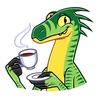 ☕ dinosaurio, raptor, café, té, bebida telegram sticker