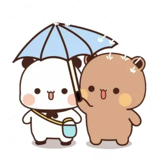 🌧 gấu, ô, dễ thương, hoạt hình, nhãn dán, kawaii, động vật telegram sticker