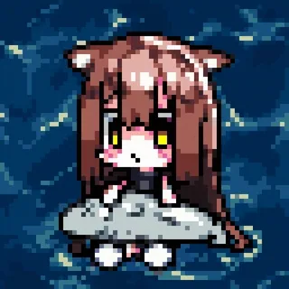 🐟 Pixel art, Chibi, Kocie uszy, Słodkie, Styl anime, Kawaii telegram sticker