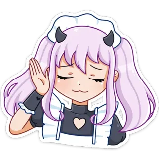 ☺️ Anime, Mädchen, Maid, Kawaii, Süß, Teufelshörner, Cartoon telegram sticker