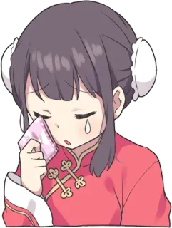 😢 crying, sad, anime, girl, tears, tissue telegram sticker