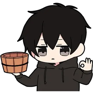 👍 anime, ok gesture, bucket, casual, cute telegram sticker