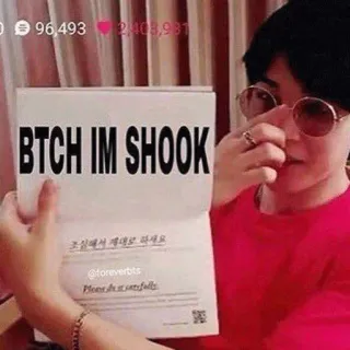 😵 BTCH IM SHOOK Mème, Texte, Offensant, Argot, Choqué telegram sticker