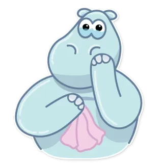 😢 kuda nil, kartun, binatang, sedih, menangis, tisu whatsapp sticker