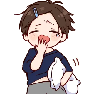 😴 sleepy, yawning, pillow, cute, cartoon, anime, chibi telegram sticker