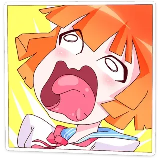 😱 anime, dibujos animados, chica, gritando, expresión, pelo naranja telegram sticker