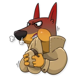 😡 dog, angry, cartoon, character, irritated, trench coat telegram sticker