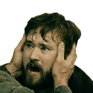 😵 Mann, verängstigt, besorgt, Hände am Kopf telegram sticker