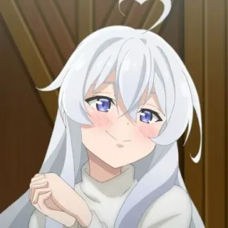 🍃 anime, girl, cute, white hair, smiling, blush telegram sticker