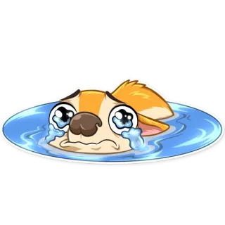 😭 triste, chien, pleurer, eau, larmes, émotionnel whatsapp sticker