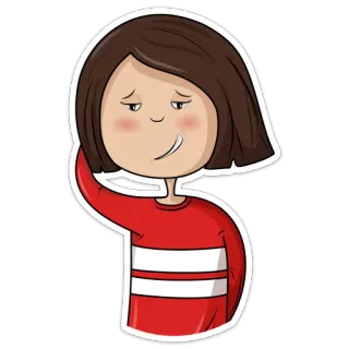🙄 meisje, cartoon, personage, glimlach, persoon, illustratie telegram sticker