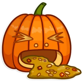 🎃 pumpkin, halloween, sick, vomit, emoji, cartoon telegram sticker