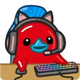 🎮 猫, 游戏玩家, 彩虹键盘, 耳机, 可爱 telegram sticker