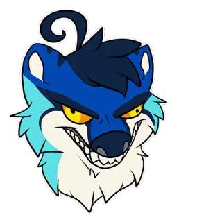 😬 Dibujo animado, Animal, Lobo, Salvaje, Sonriente, Azul, Peludo telegram sticker