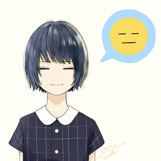 😐 anime, girl, cute, character, expressionless, illustration telegram sticker