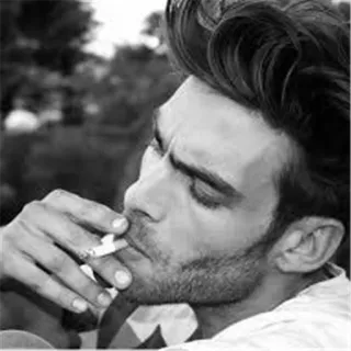 🚬 uomo, fumare, sigaretta, ritratto, bianco e nero telegram sticker