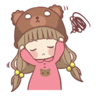 😠 мультфильм, девочка, медведь, милый, сонный, пижама telegram sticker