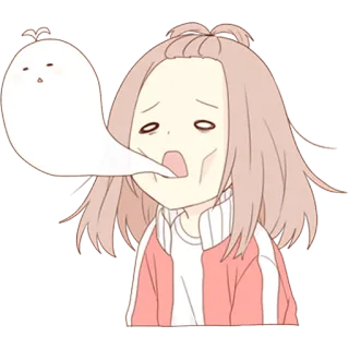 👻 动漫, 卡通, 女孩, 妹子, 无聊, 打哈欠 telegram sticker